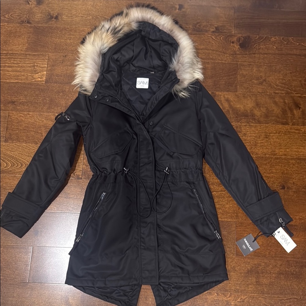 SAM NY Jacket with natural Fur Hood Medium NWT